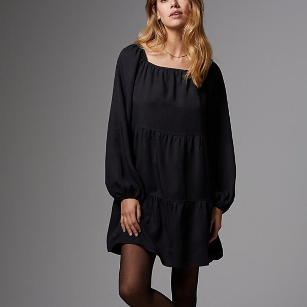 NWT! Anthropologie‎ AMADI Verity Tiered Tunic Dress In Black Small